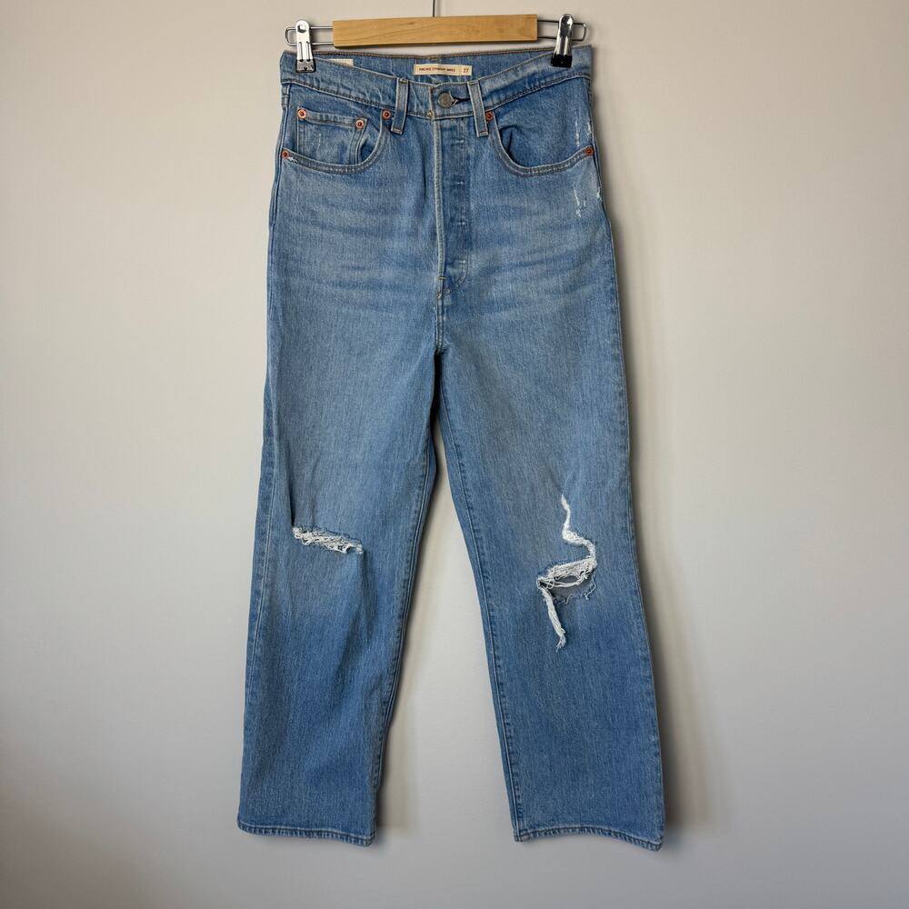 Levi's Ribcage Ankle Straight Button Fly Light Wash Jeans Size 27